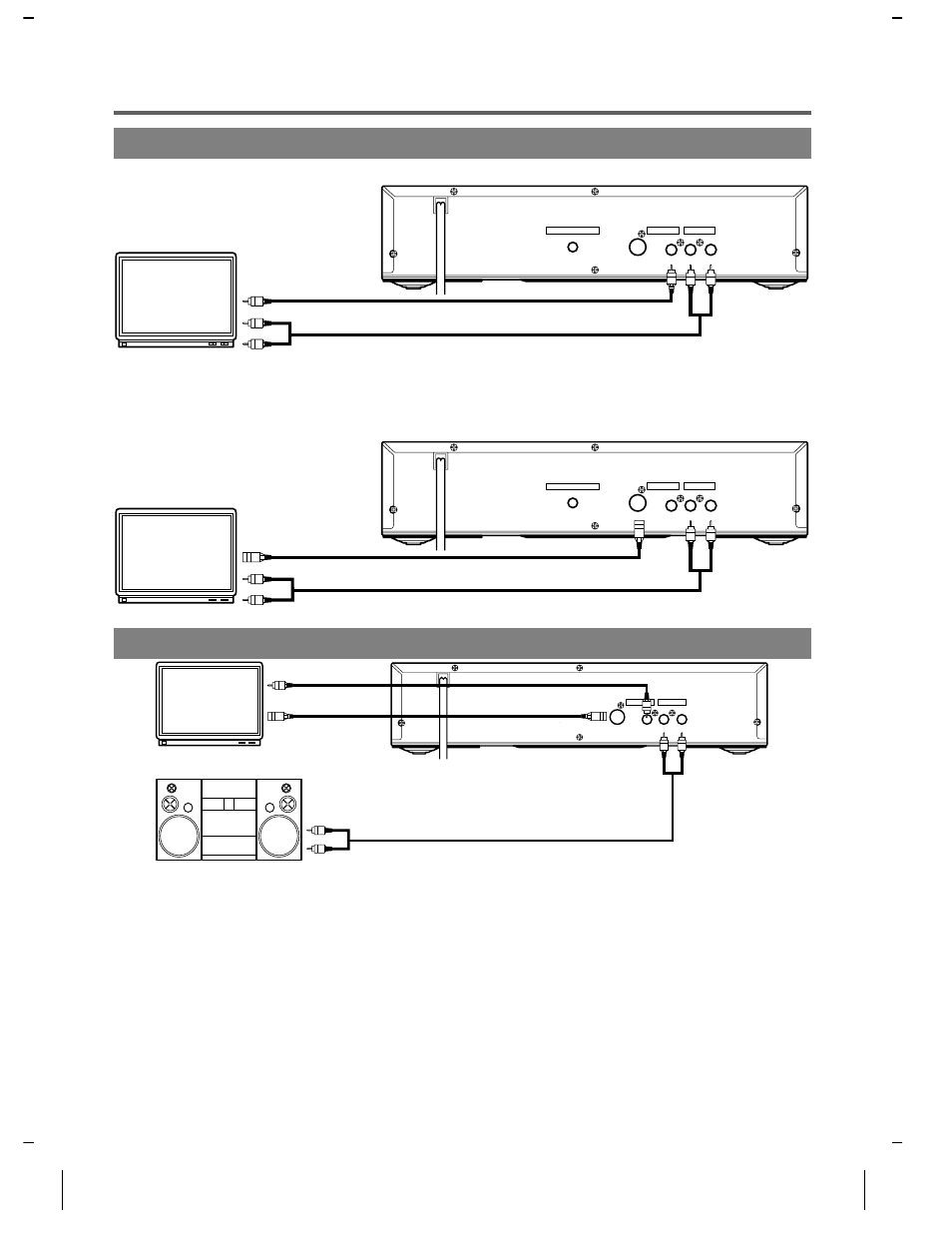 Hookups, Connecting to a tv, Connecting to a stereo system | For tvs with s-video input jack, Fig. 1] [fig. 2] [fig. 3 | Sylvania DVL100A User Manual | Page 10 / 40