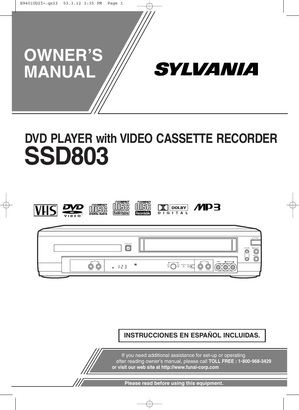 Sylvania SSD803 User Manual | 44 pages