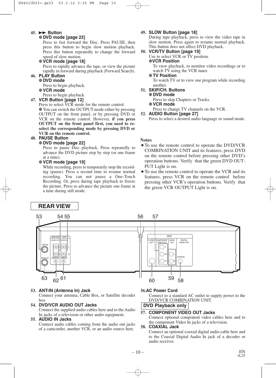 Rear view | Sylvania SSD803 User Manual | Page 10 / 44
