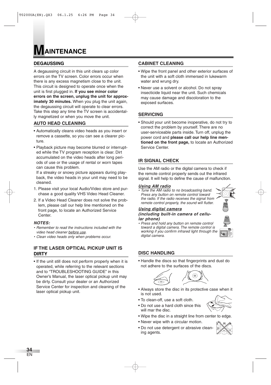 Aintenance | Sylvania 6719DG User Manual | Page 34 / 44