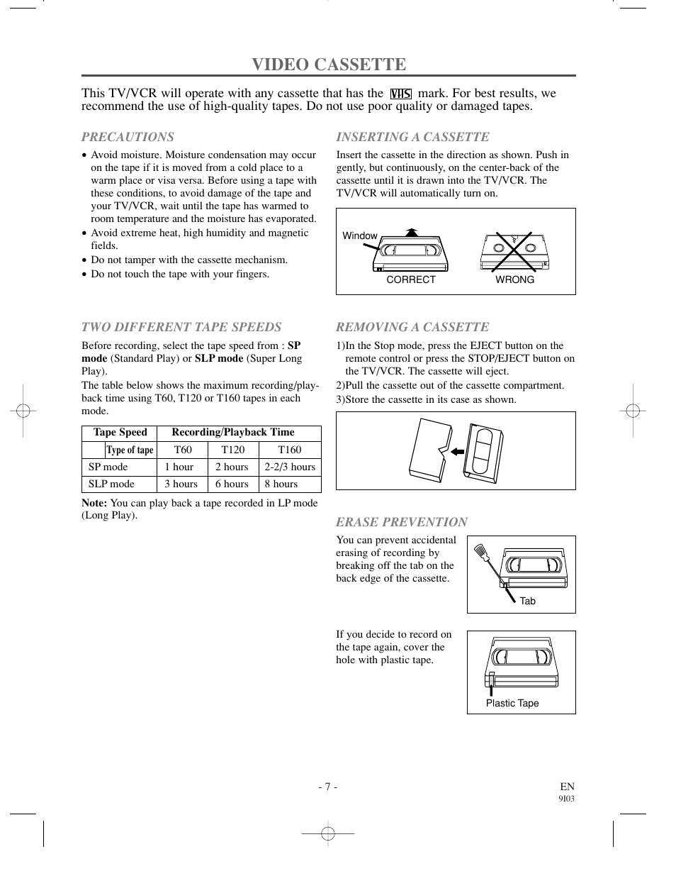 Video cassette | Sylvania 6319CCC User Manual | Page 7 / 32