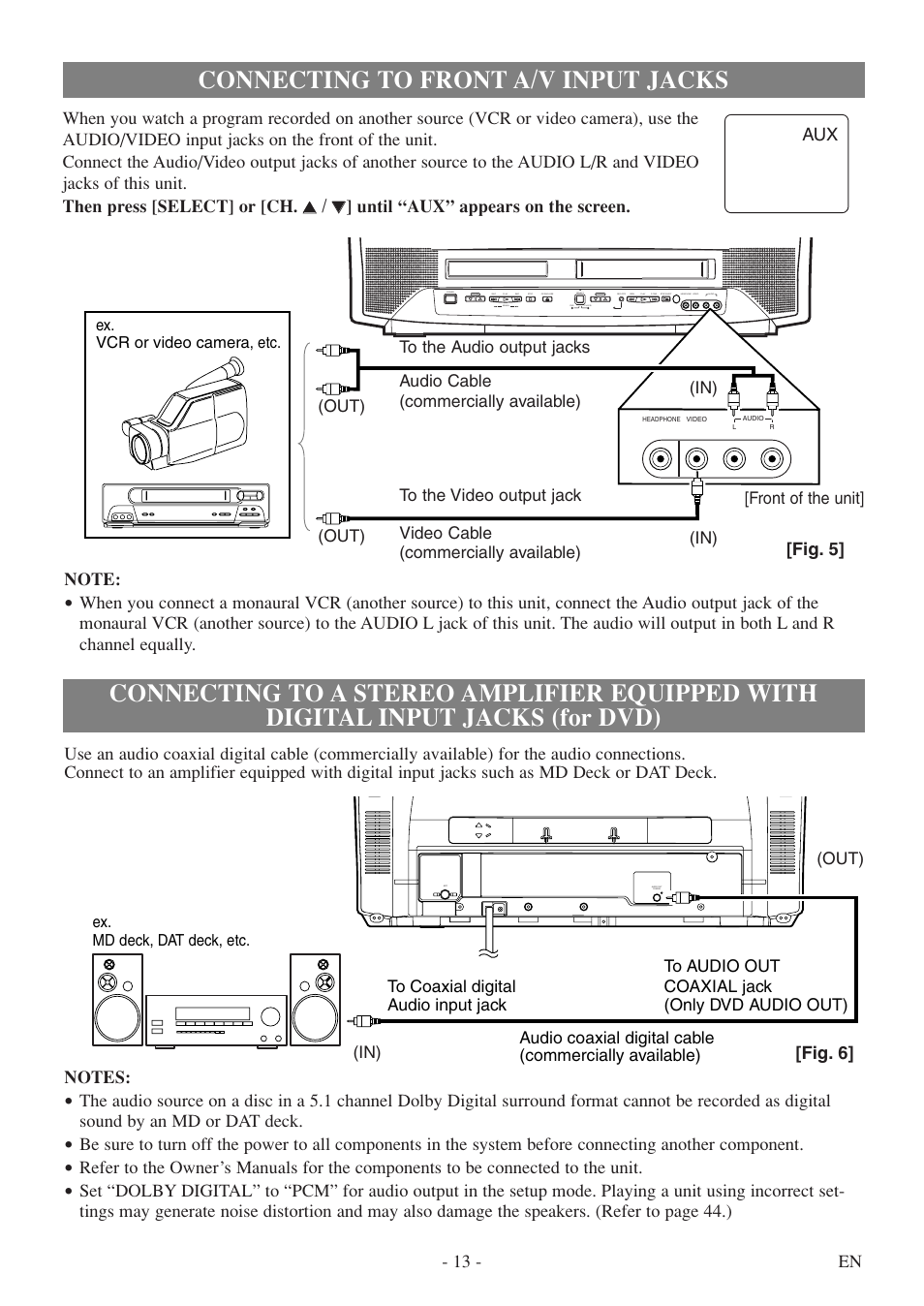Connecting to front a/v input jacks | Sylvania 6727DF User Manual | Page 13 / 56