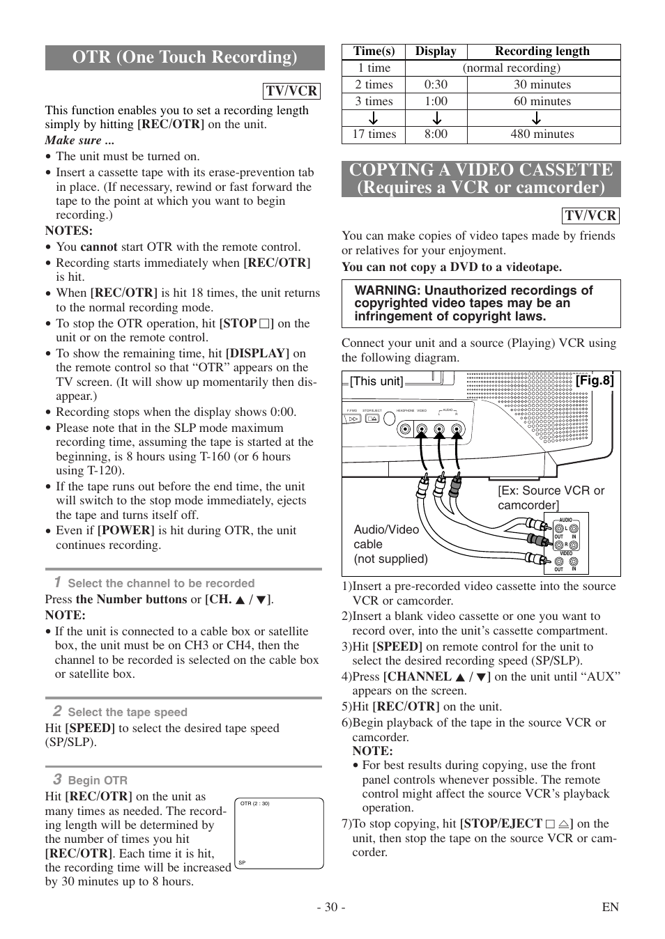 Otr (one touch recording) | Sylvania 6727DF User Manual | Page 30 / 56