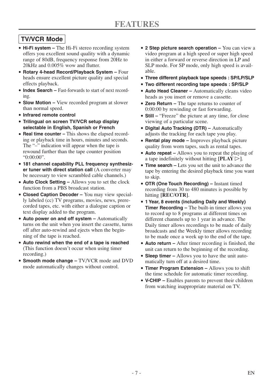 Features | Sylvania 6727DF User Manual | Page 7 / 56