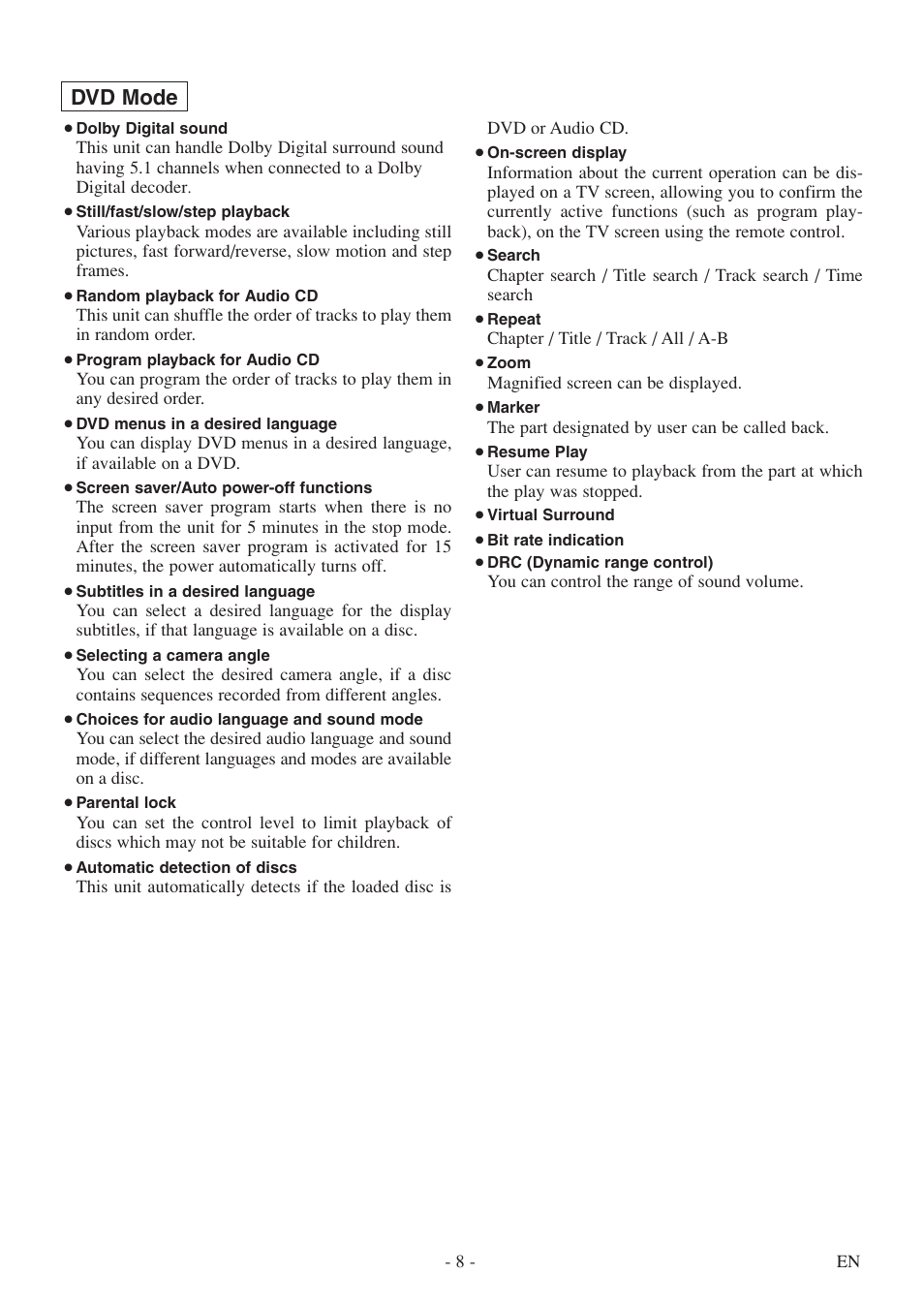 Dvd mode | Sylvania 6727DF User Manual | Page 8 / 56