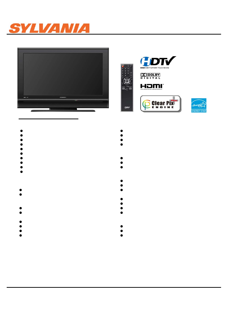 Sylvania LC370SL8 User Manual | 1 page