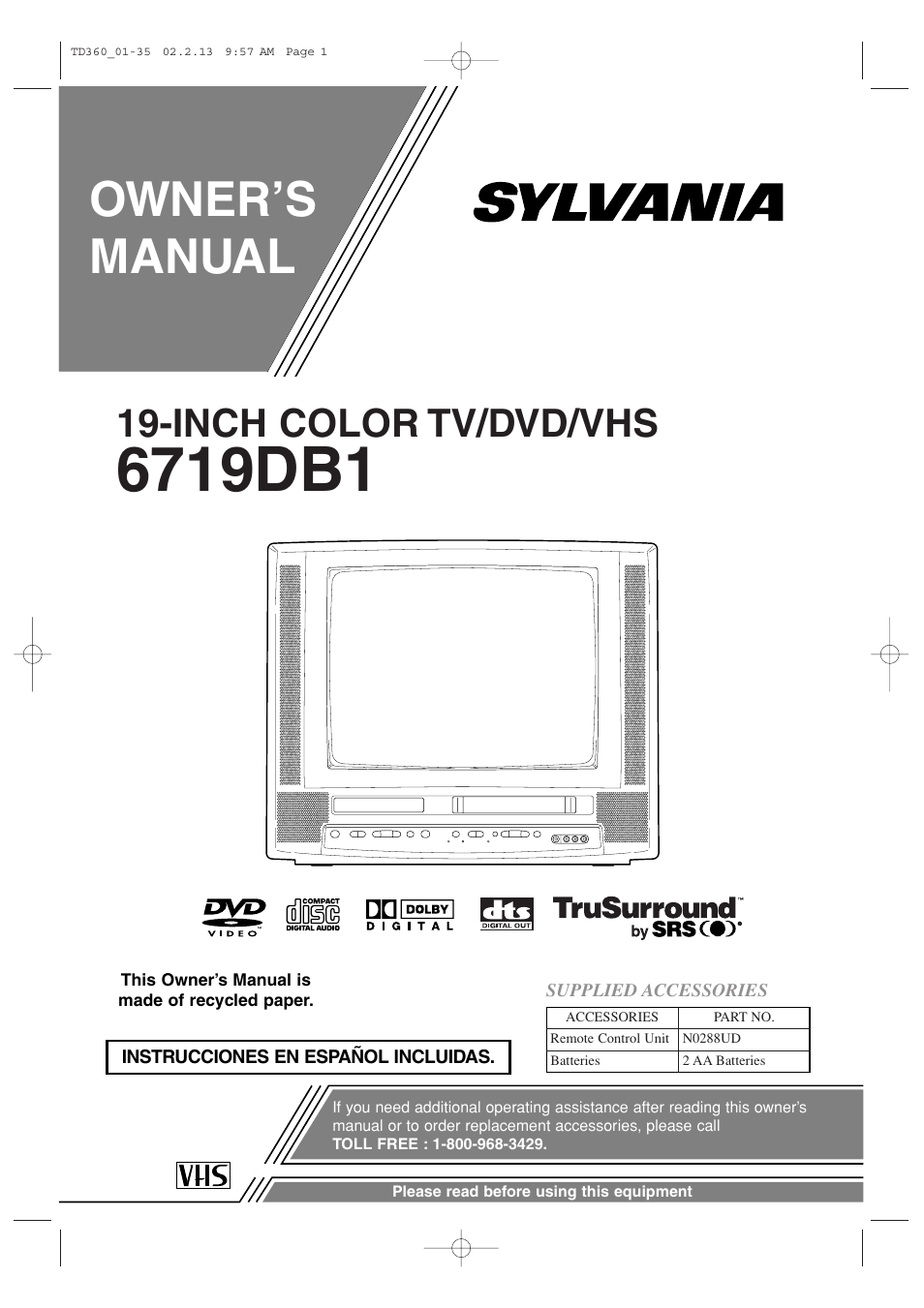 Sylvania 6719DB1 User Manual | 64 pages