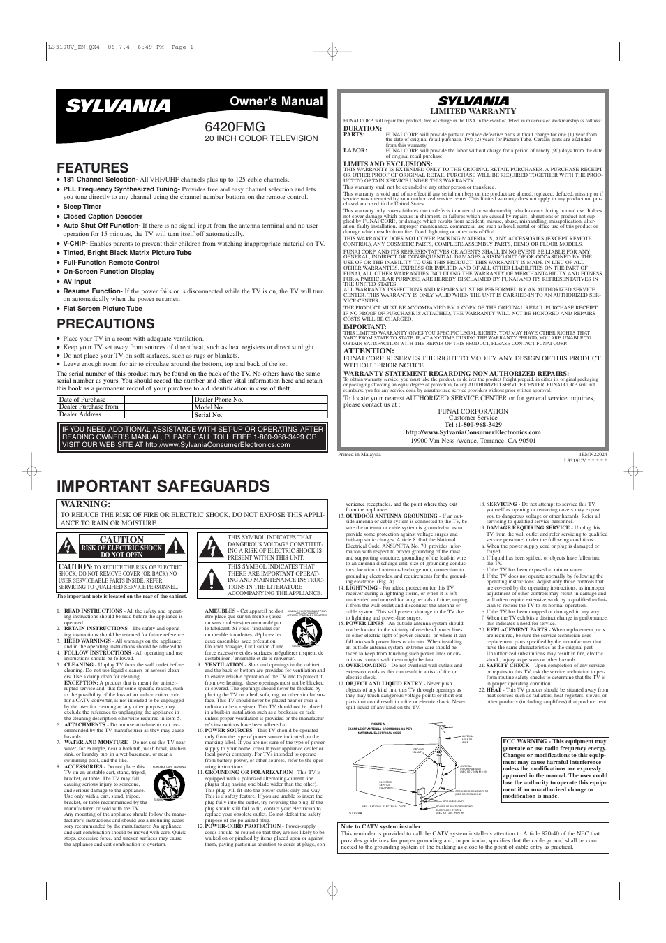 Sylvania 6420FMG User Manual | 4 pages