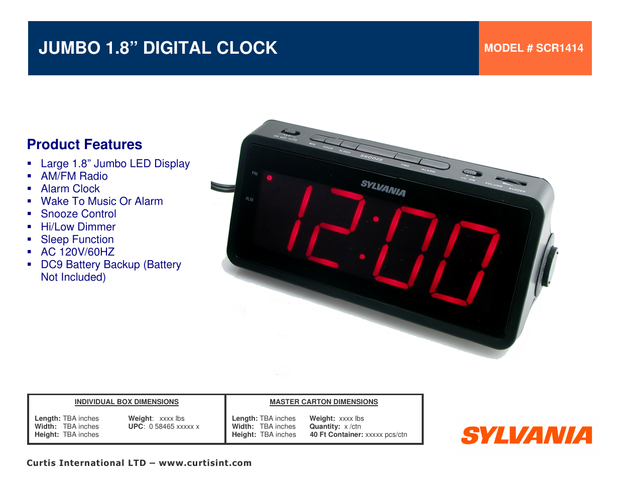 Sylvania SCR1414 User Manual | 1 page