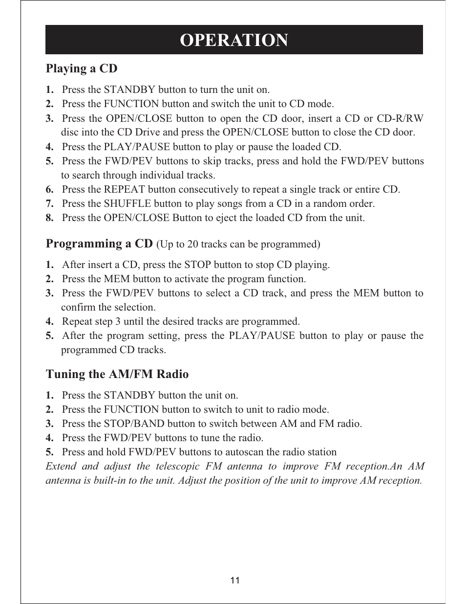 Operation | Sylvania SIP3019 User Manual | Page 12 / 16