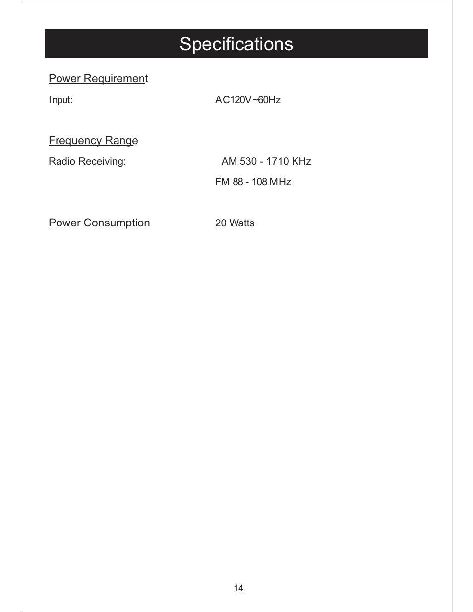 Specifications | Sylvania SIP3019 User Manual | Page 15 / 16