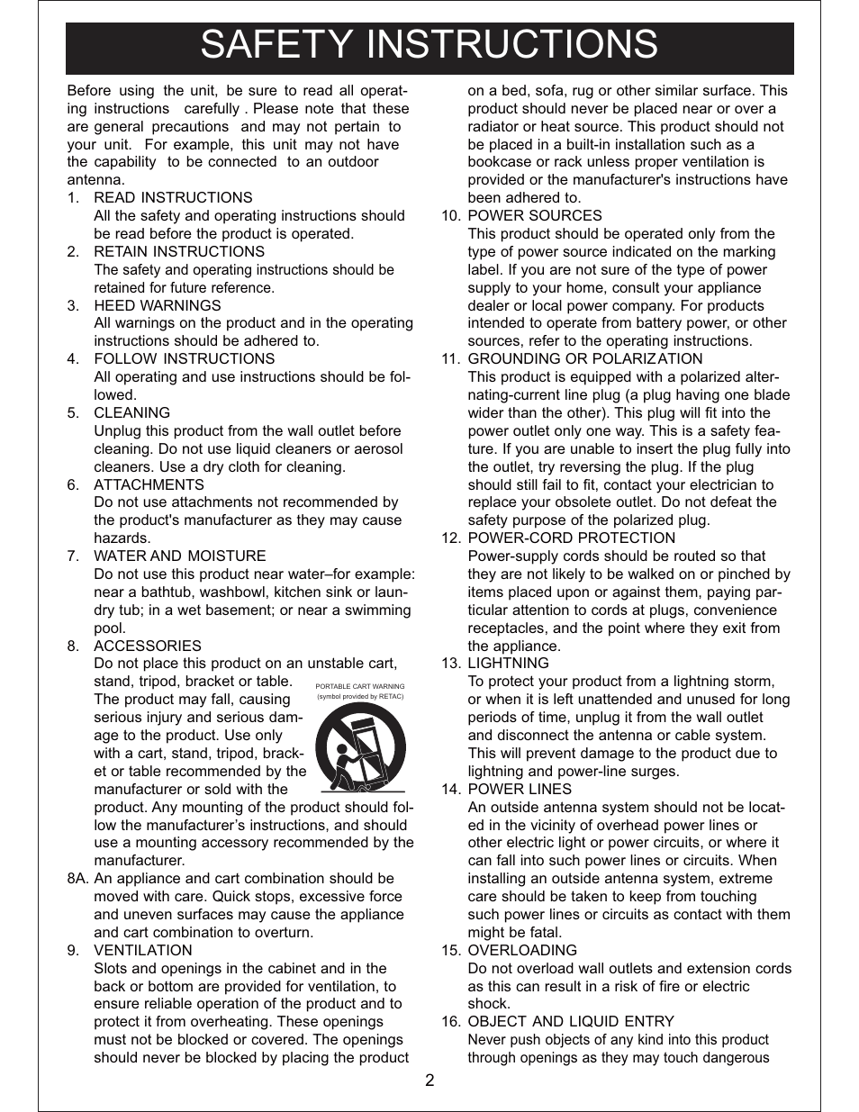 Safety instructions | Sylvania SIP3019 User Manual | Page 3 / 16