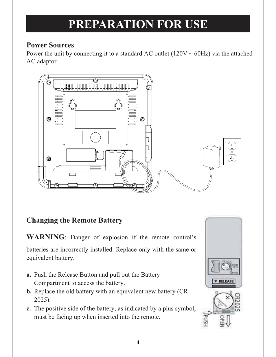 Preparation for use | Sylvania SIP3019 User Manual | Page 5 / 16