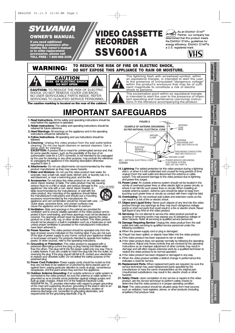 Sylvania SSV6001A User Manual | 8 pages