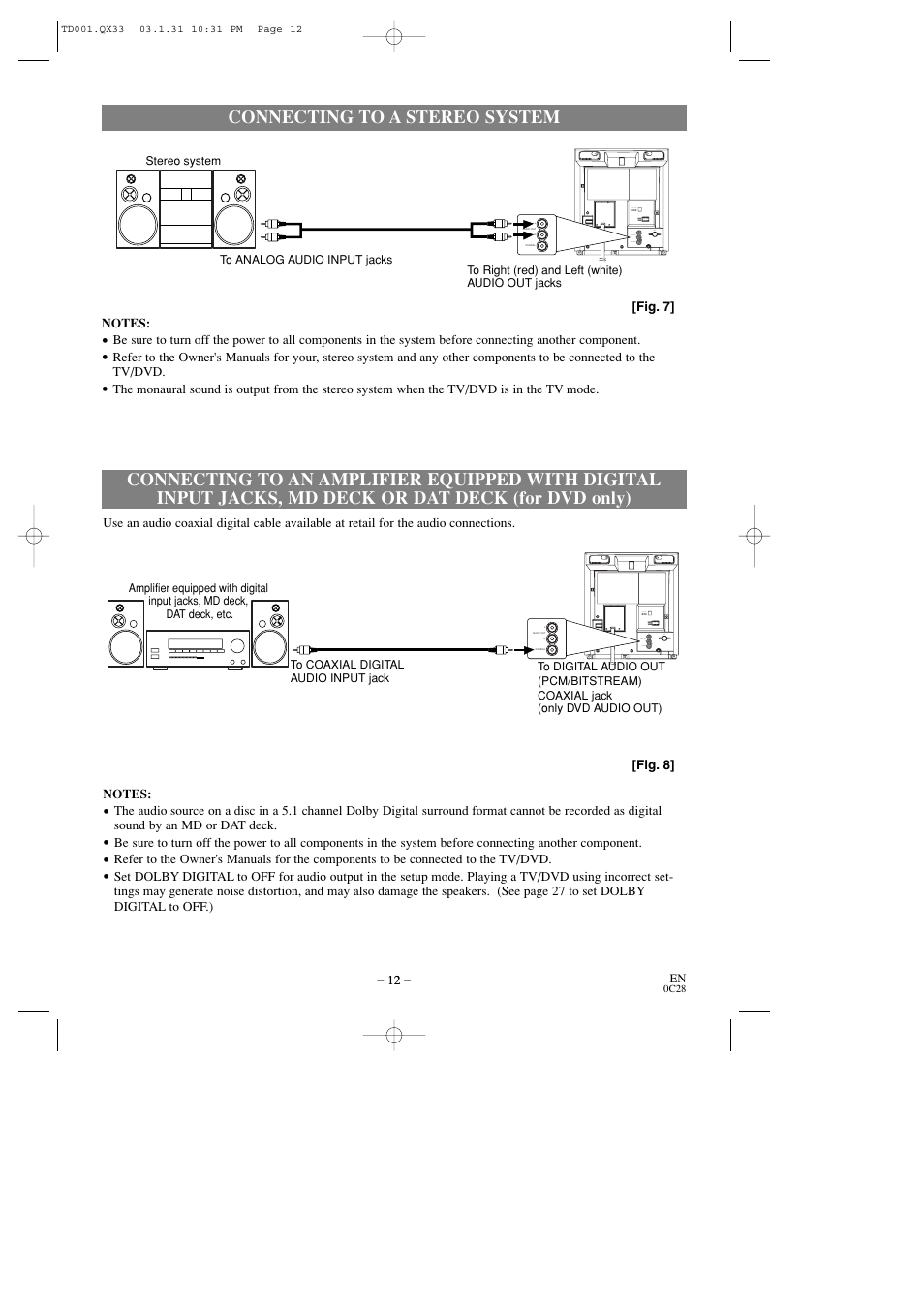 Connecting to a stereo system | Sylvania 6509DD User Manual | Page 12 / 40