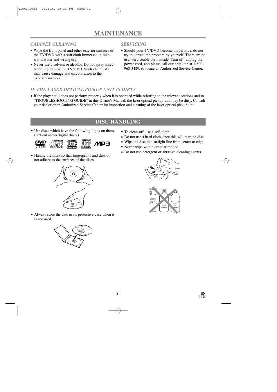 Maintenance | Sylvania 6509DD User Manual | Page 31 / 40