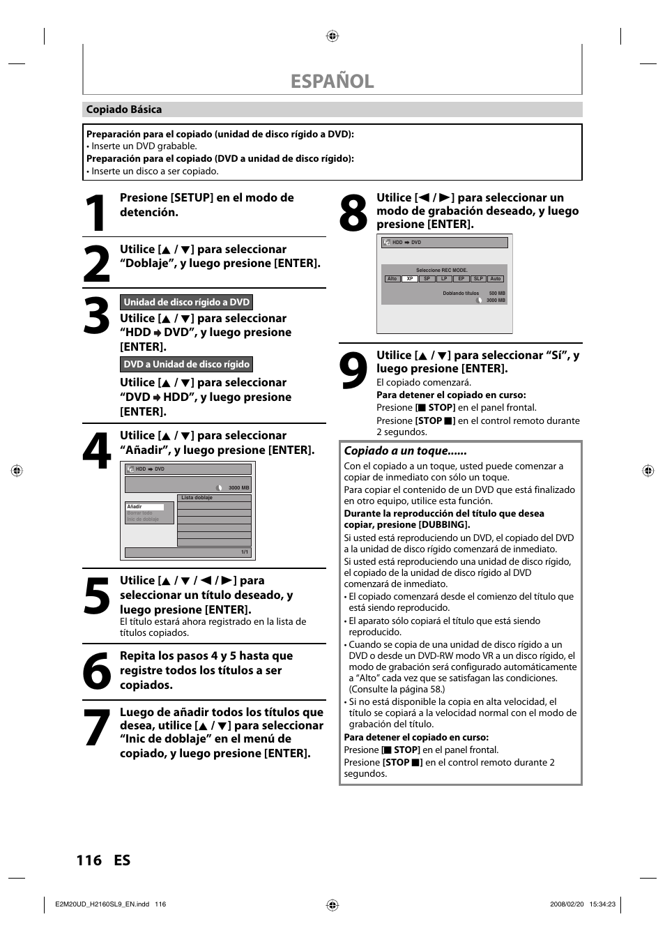 Español | Sylvania H2160SL9 User Manual | Page 118 / 120