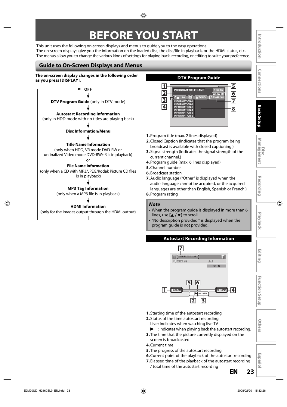 Before you start, 23 en 23 en, Guide to on-screen displays and menus | Sylvania H2160SL9 User Manual | Page 25 / 120