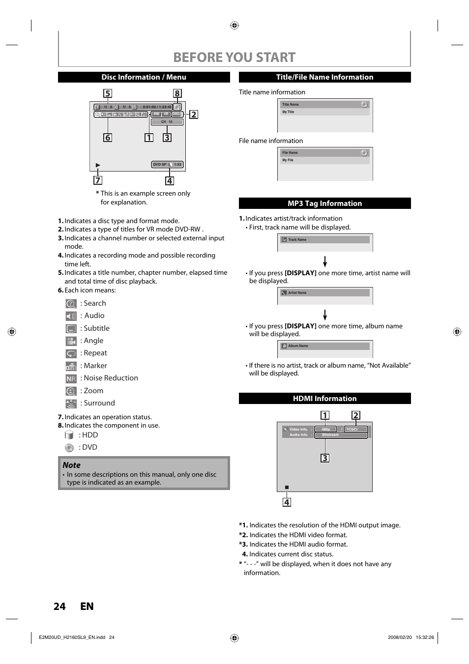 Before you start, 24 en 24 en | Sylvania H2160SL9 User Manual | Page 26 / 120