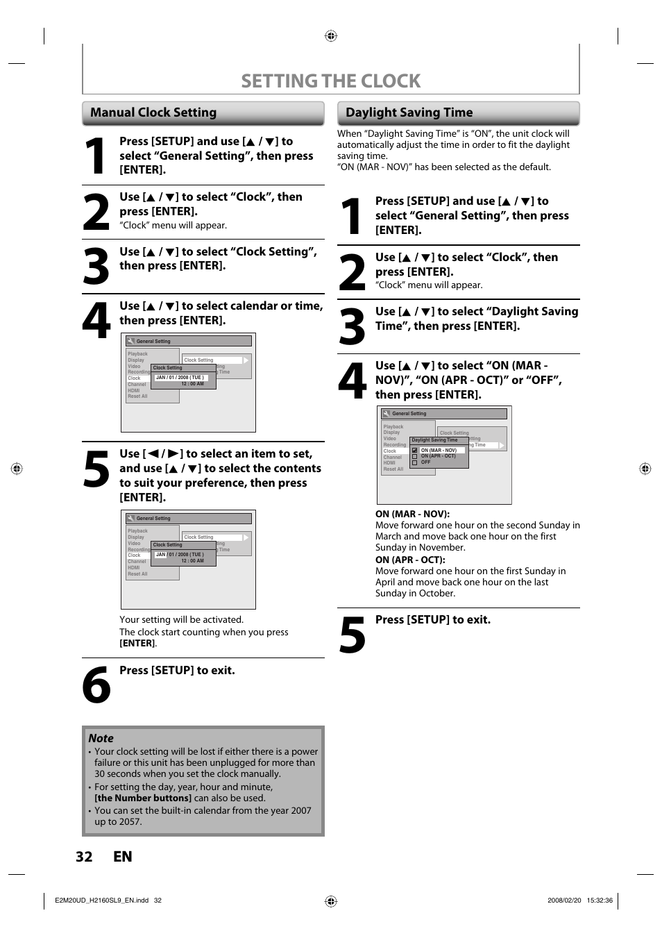 Setting the clock | Sylvania H2160SL9 User Manual | Page 34 / 120