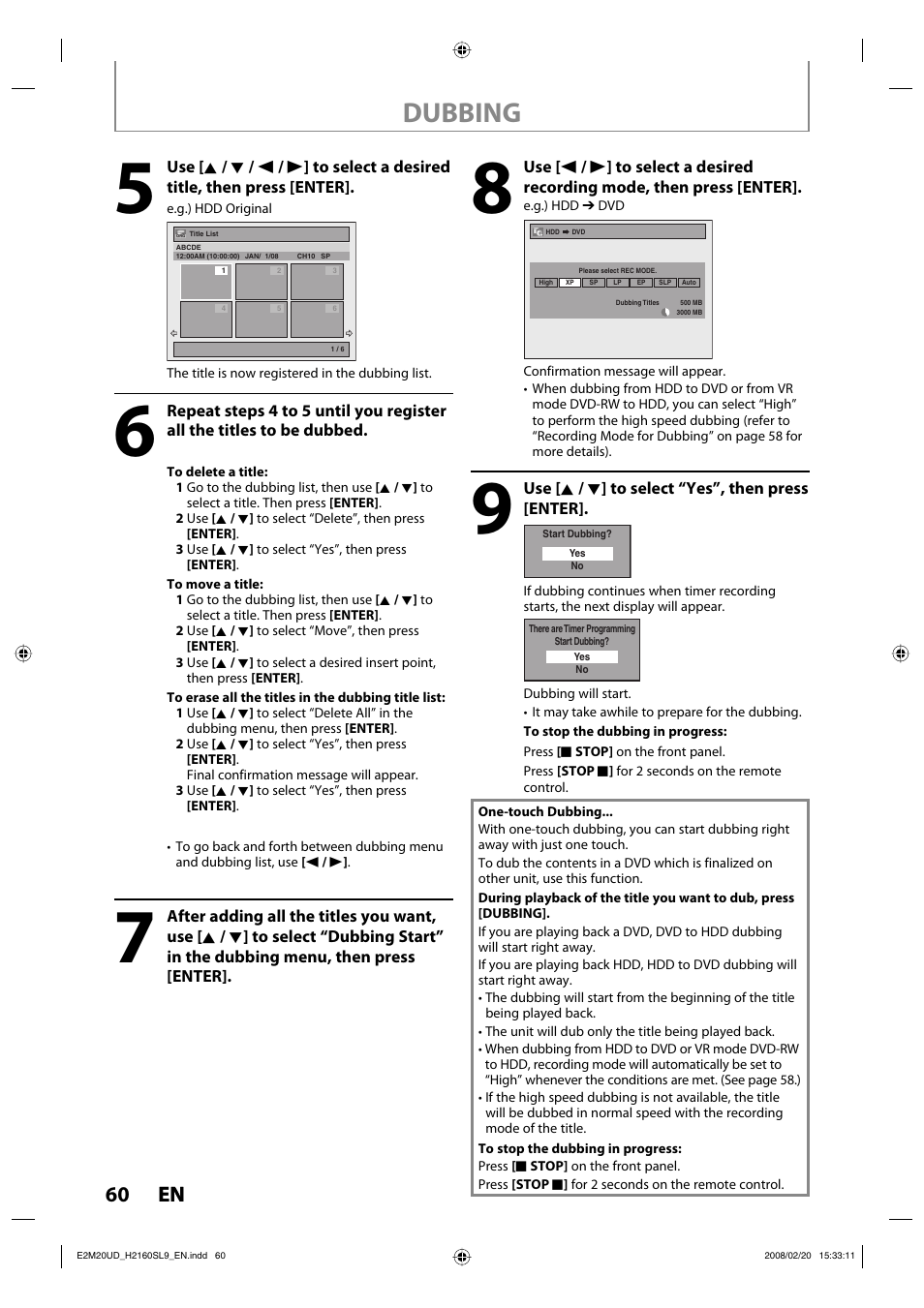 Dubbing, 60 en 60 en | Sylvania H2160SL9 User Manual | Page 62 / 120