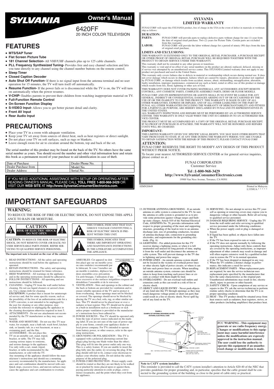 Sylvania 6420FF User Manual | 8 pages