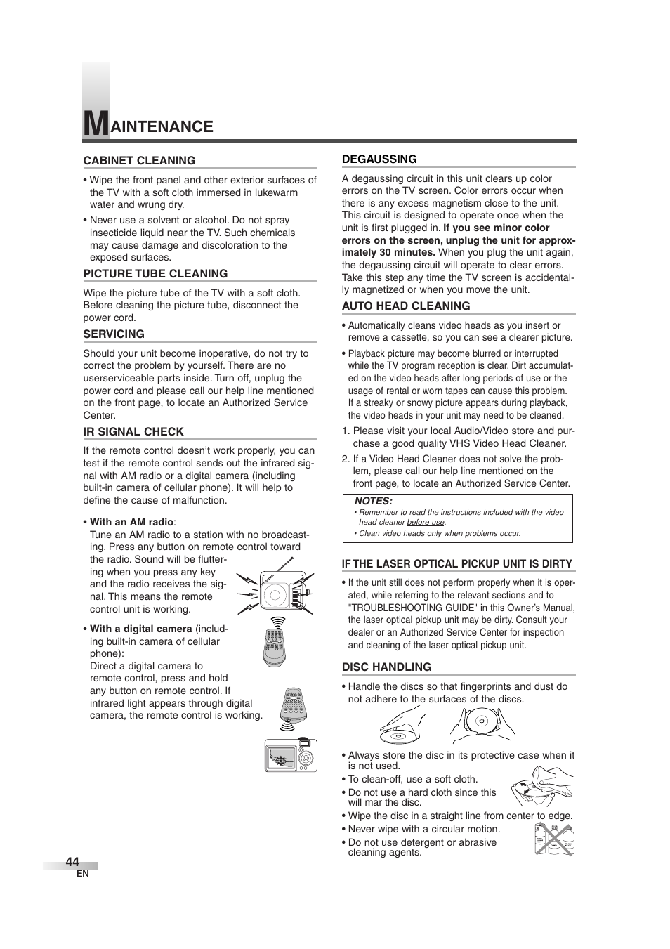 Aintenance | Sylvania 6727DG User Manual | Page 44 / 96