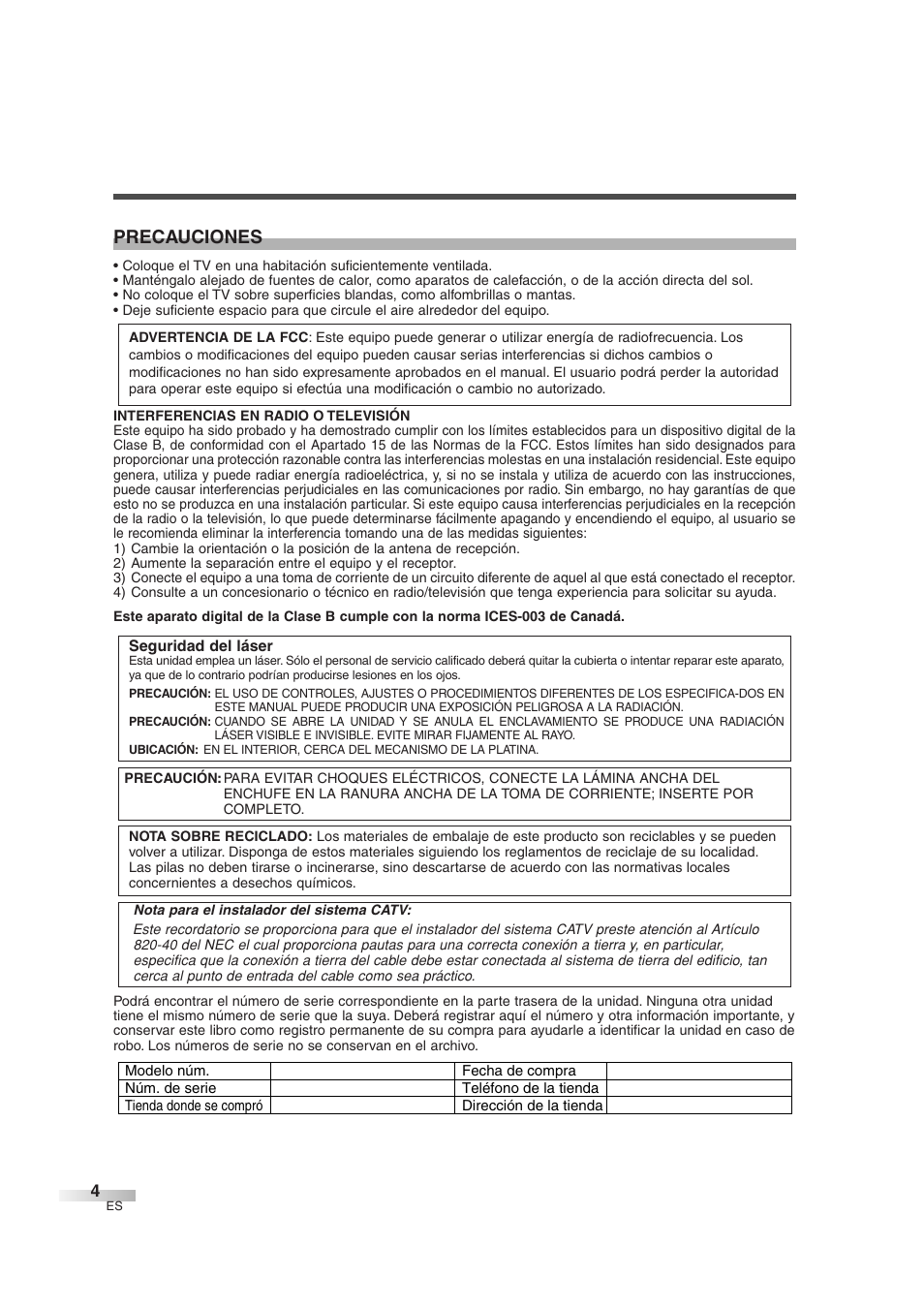 Precauciones | Sylvania 6727DG User Manual | Page 52 / 96