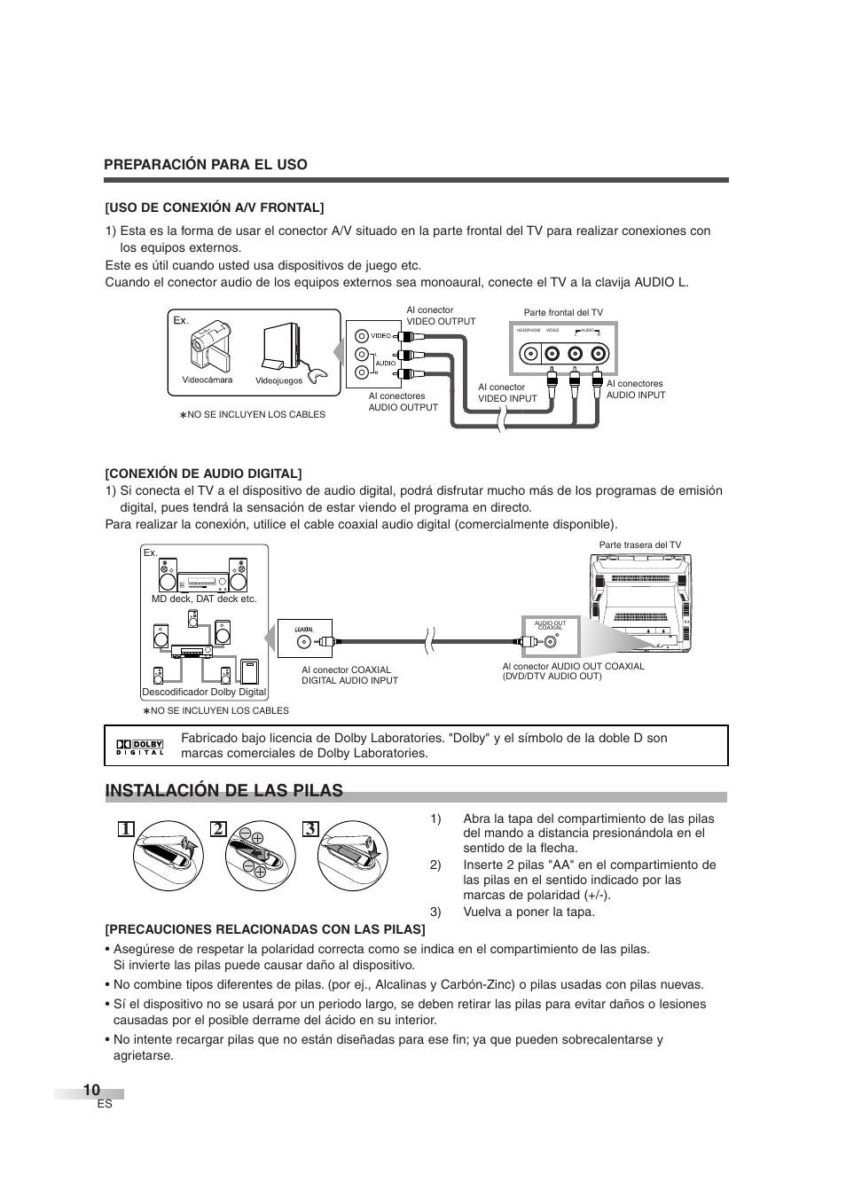 Instalación de las pilas, Preparación para el uso | Sylvania 6727DG User Manual | Page 58 / 96