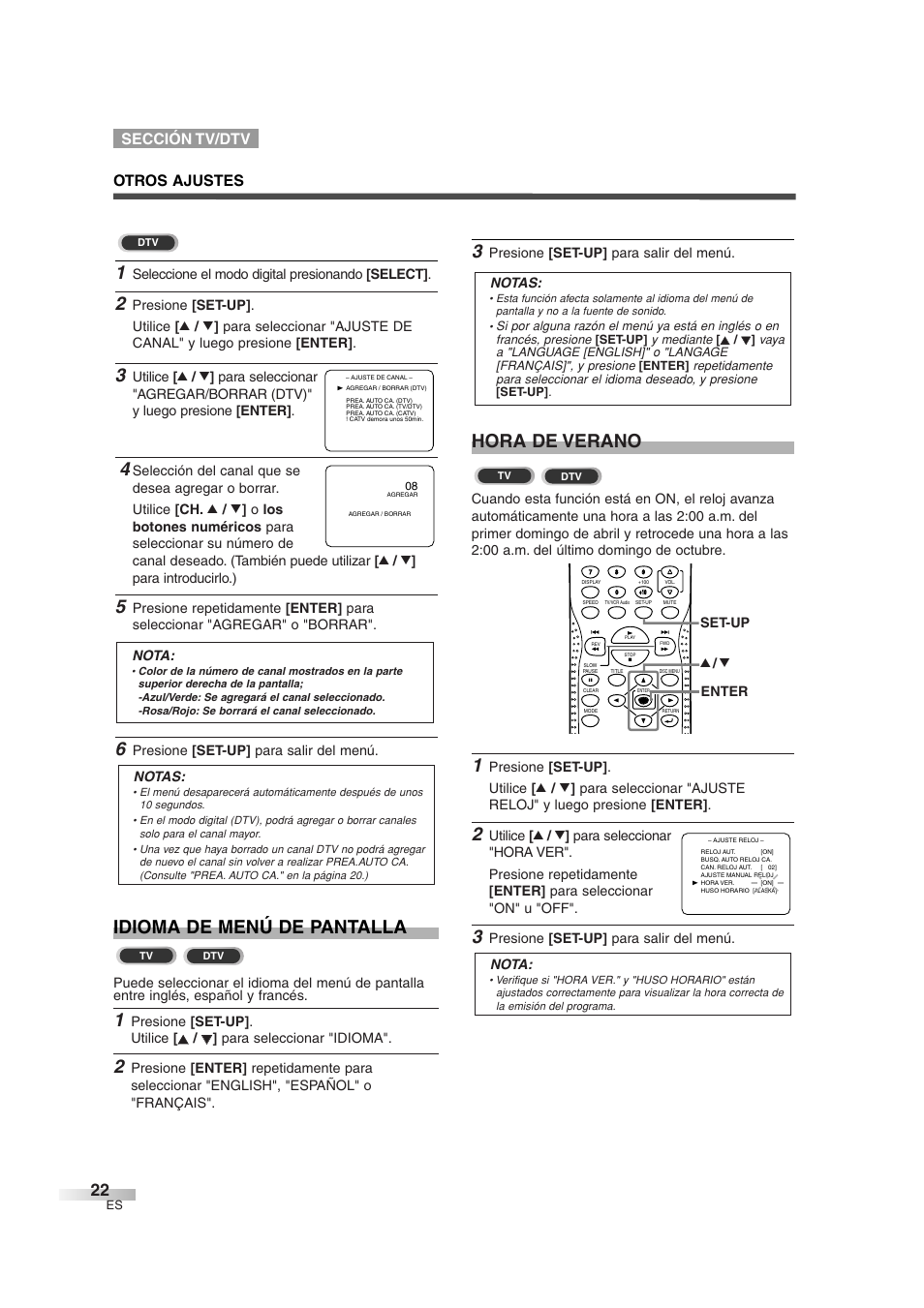 Idioma de menú de pantalla, Hora de verano, Sección tv/dtv otros ajustes | Sylvania 6727DG User Manual | Page 70 / 96