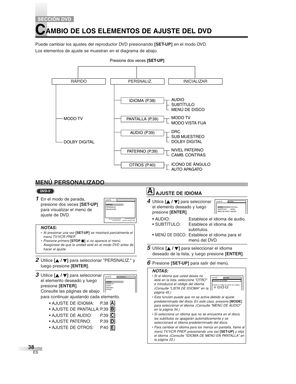 Ambio de los elementos de ajuste del dvd, Menú personalizado | Sylvania 6727DG User Manual | Page 86 / 96