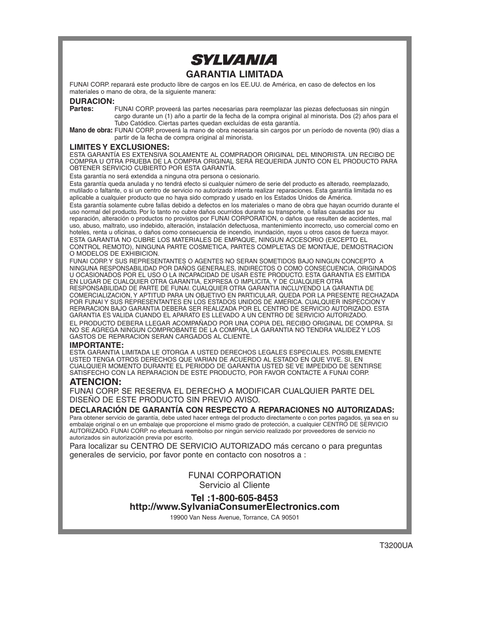 Garantia limitada, Atencion | Sylvania 6727DG User Manual | Page 96 / 96