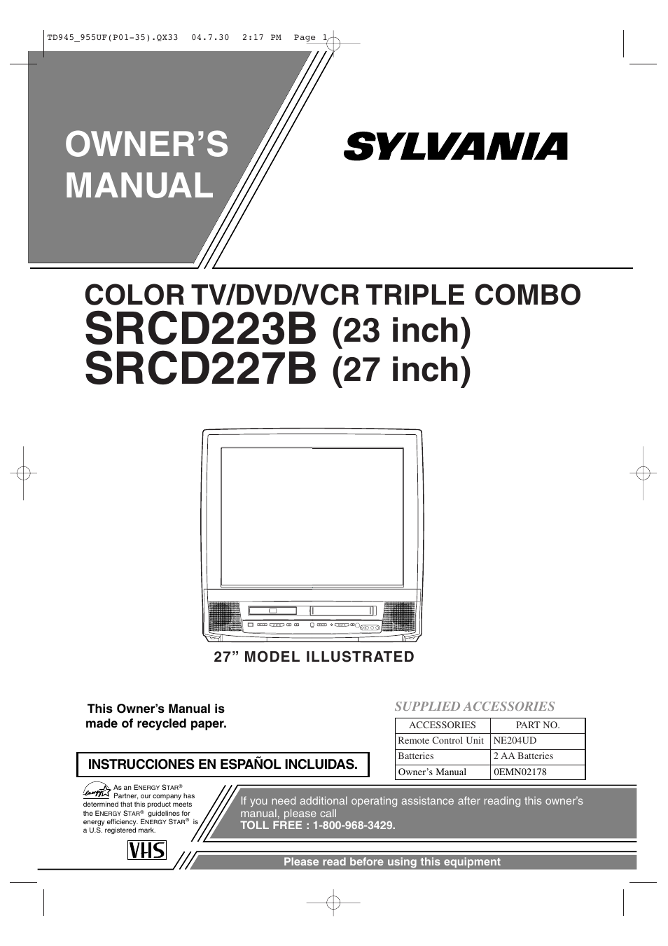Sylvania SRCD223B User Manual | 56 pages