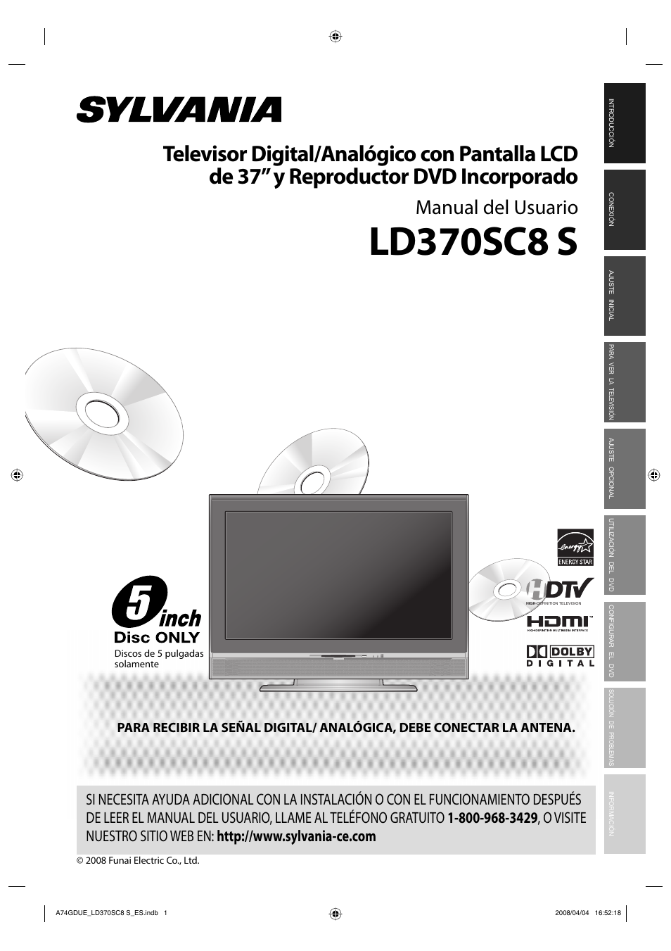 Ld370sc8 s, Manual del usuario | Sylvania LD370SC8 S User Manual | Page 47 / 92