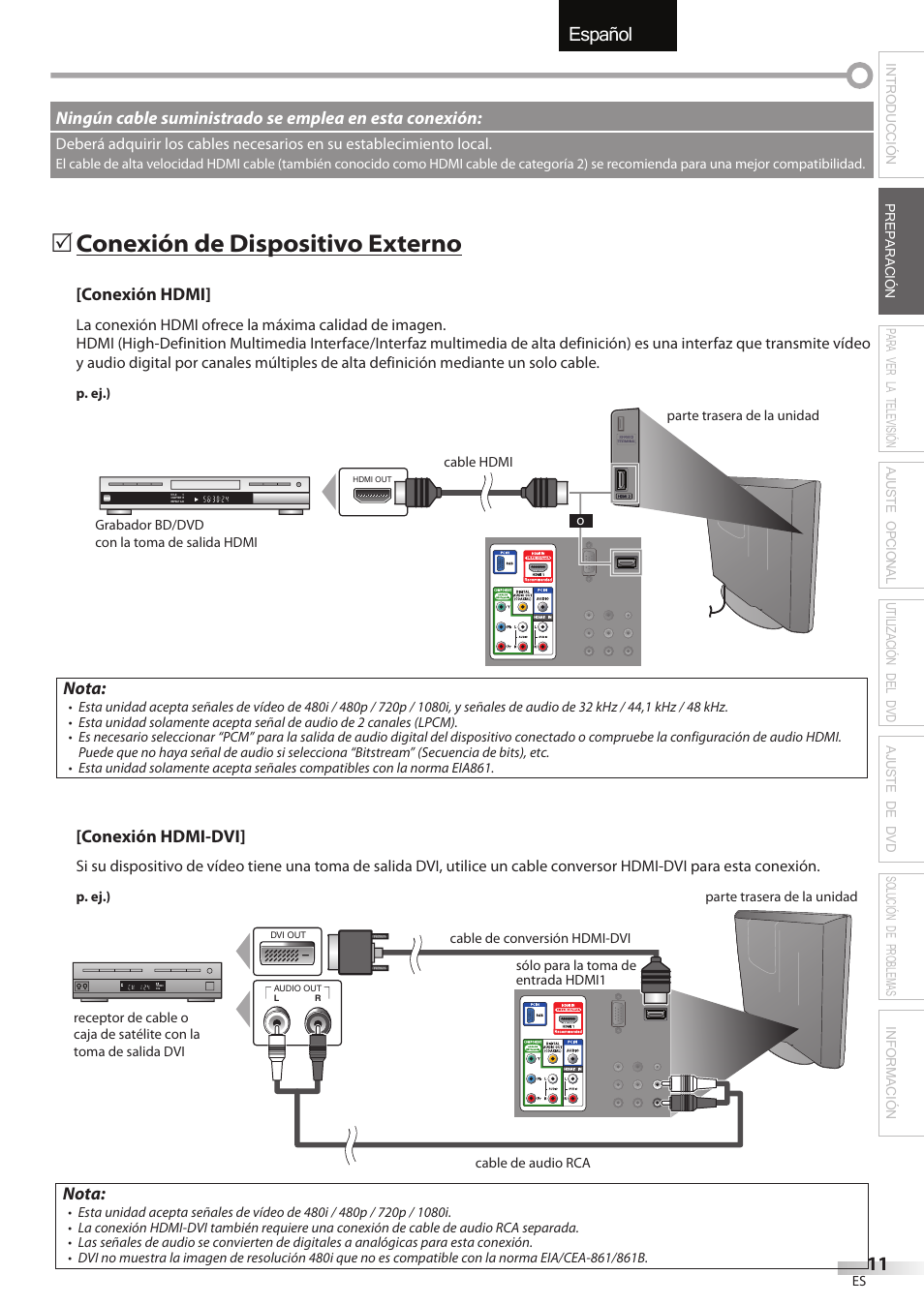 English español français, Conexión de dispositivo externo | Sylvania LD195SSX User Manual | Page 119 / 162