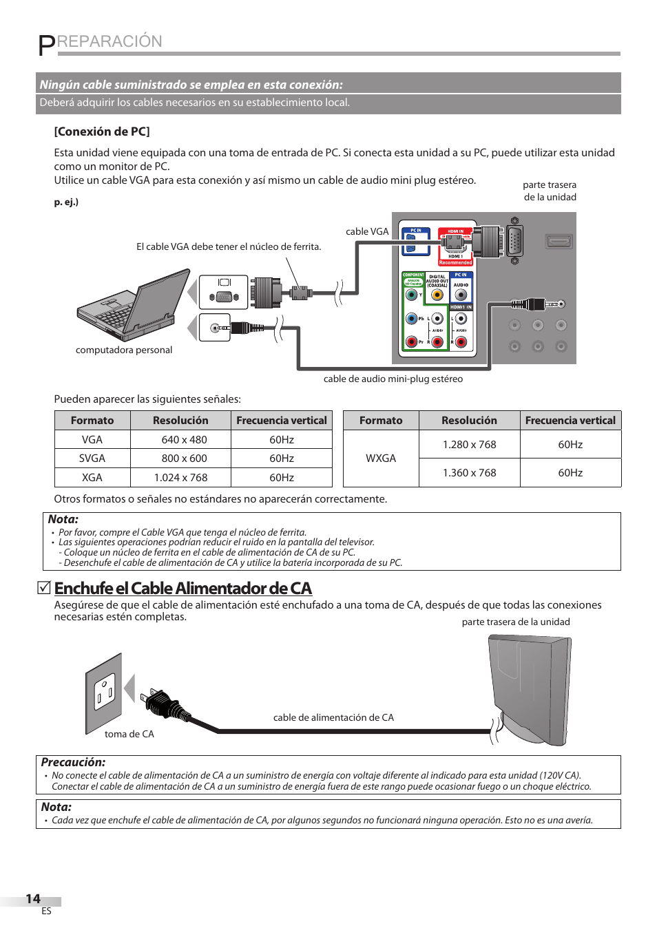 Reparación, Enchufe el cable alimentador de ca | Sylvania LD195SSX User Manual | Page 122 / 162
