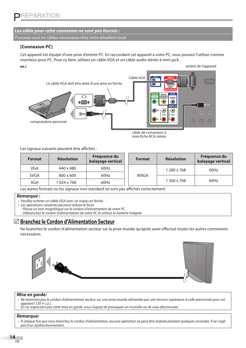 Réparation, Branchez le cordon d’alimentation secteur | Sylvania LD195SSX User Manual | Page 68 / 162