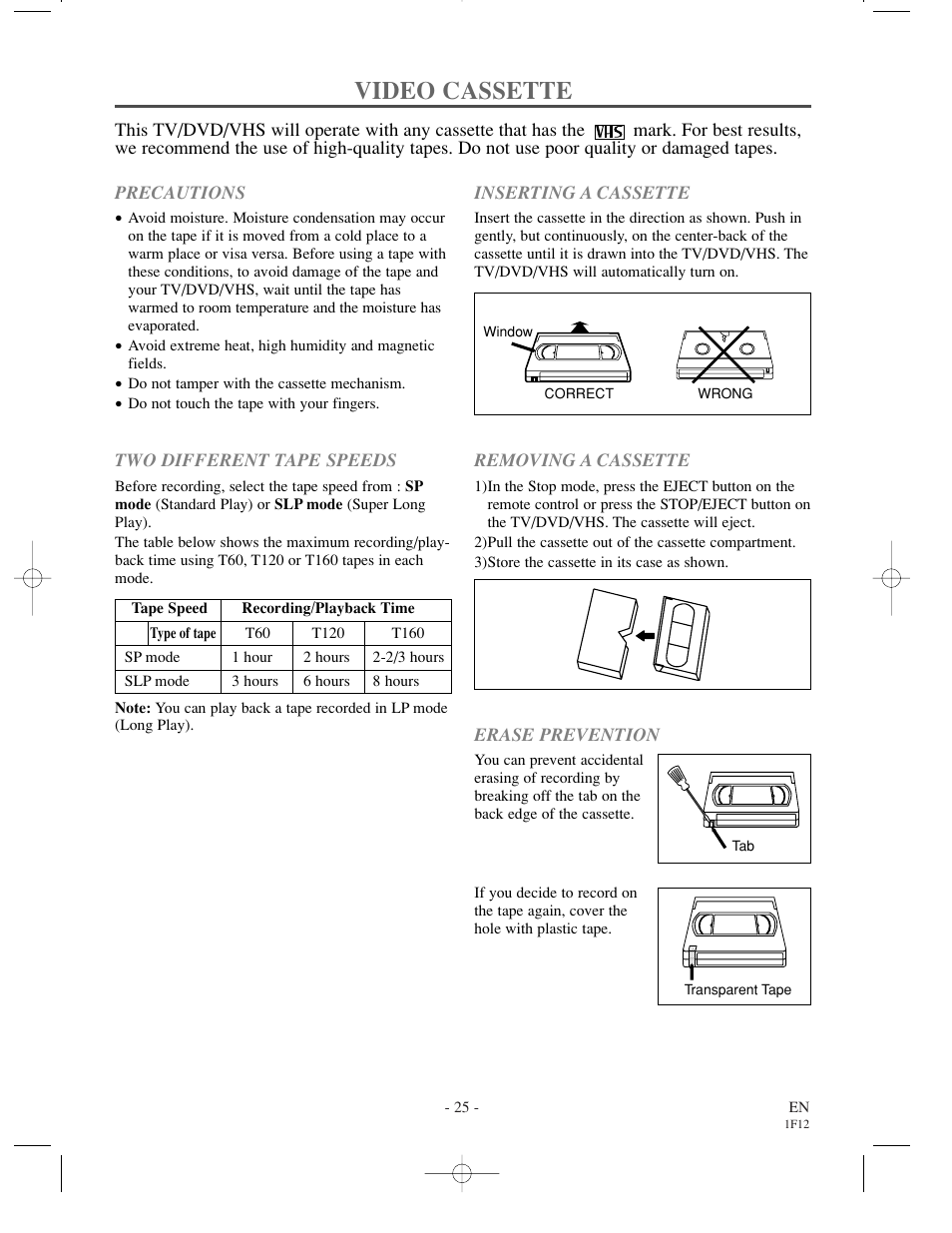 Video cassette | Sylvania SSC719B User Manual | Page 25 / 64