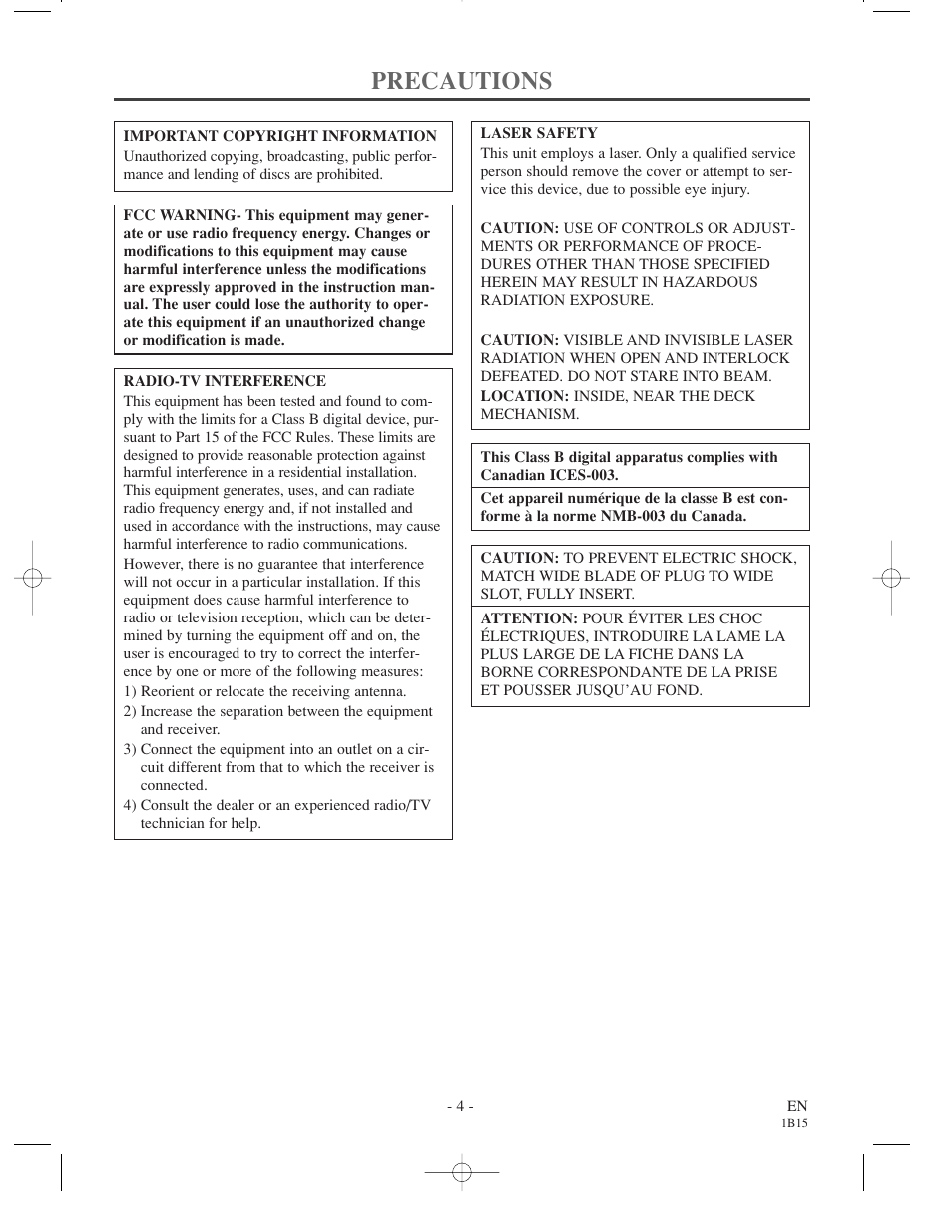 Precautions | Sylvania SSC719B User Manual | Page 4 / 64