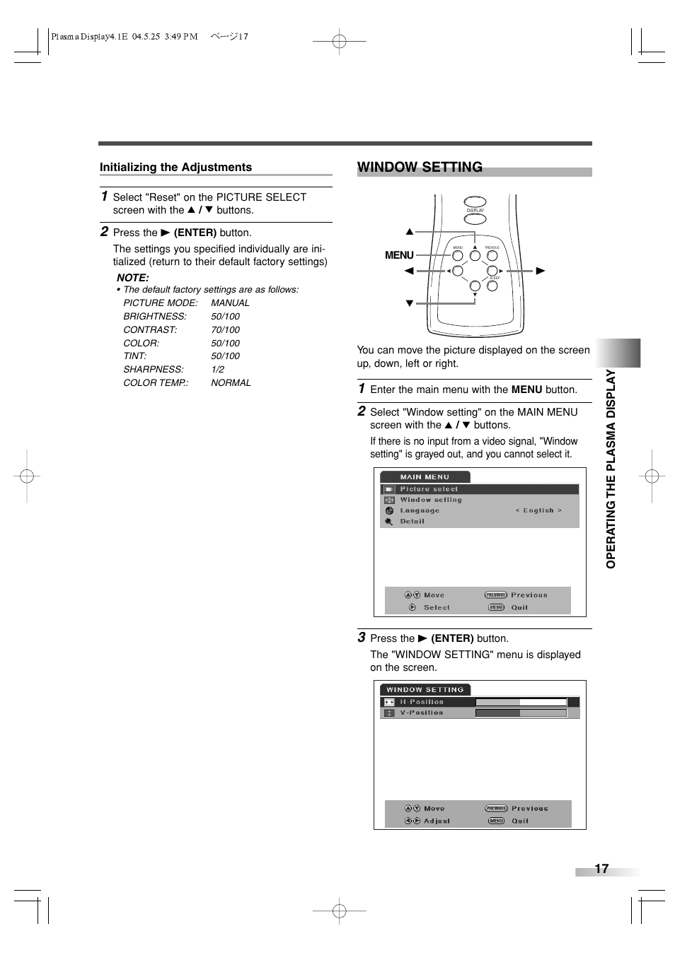 Window setting | Sylvania SRPD442 User Manual | Page 17 / 32