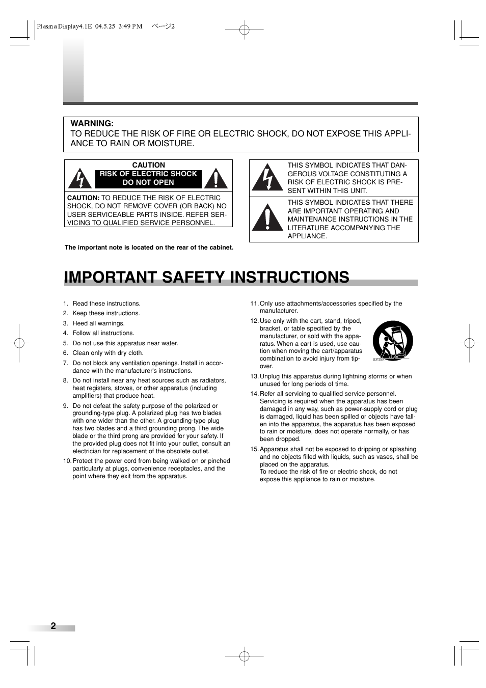 Important safety instructions | Sylvania SRPD442 User Manual | Page 2 / 32