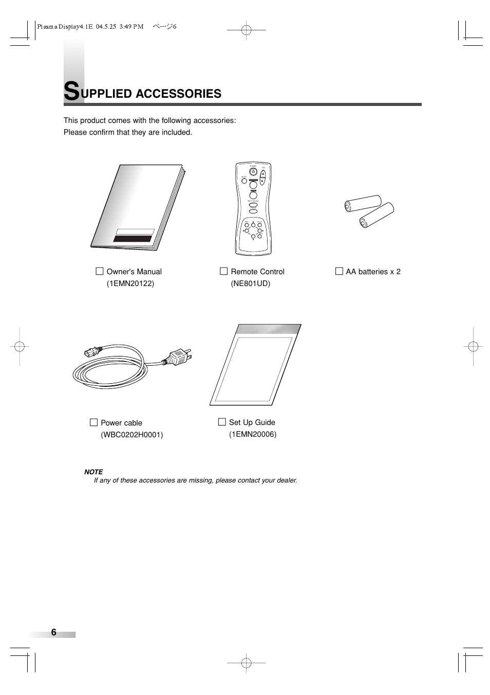 Upplied accessories | Sylvania SRPD442 User Manual | Page 6 / 32