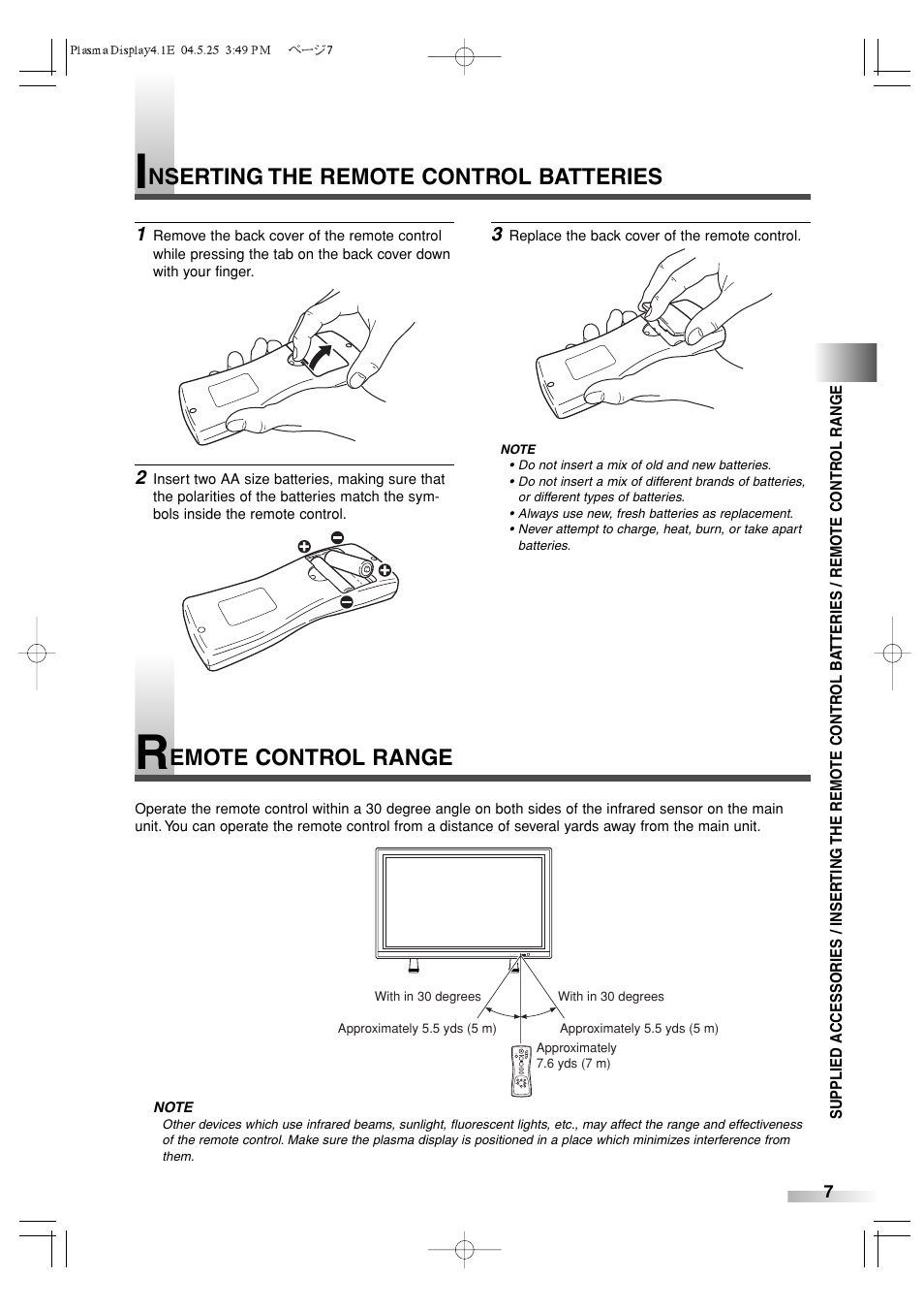 Nserting the remote control batteries, Emote control range | Sylvania SRPD442 User Manual | Page 7 / 32