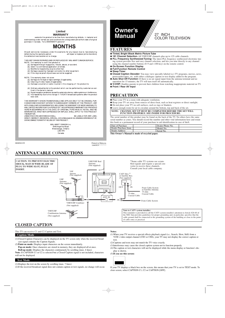 Sylvania RSDCT2703R User Manual | 4 pages