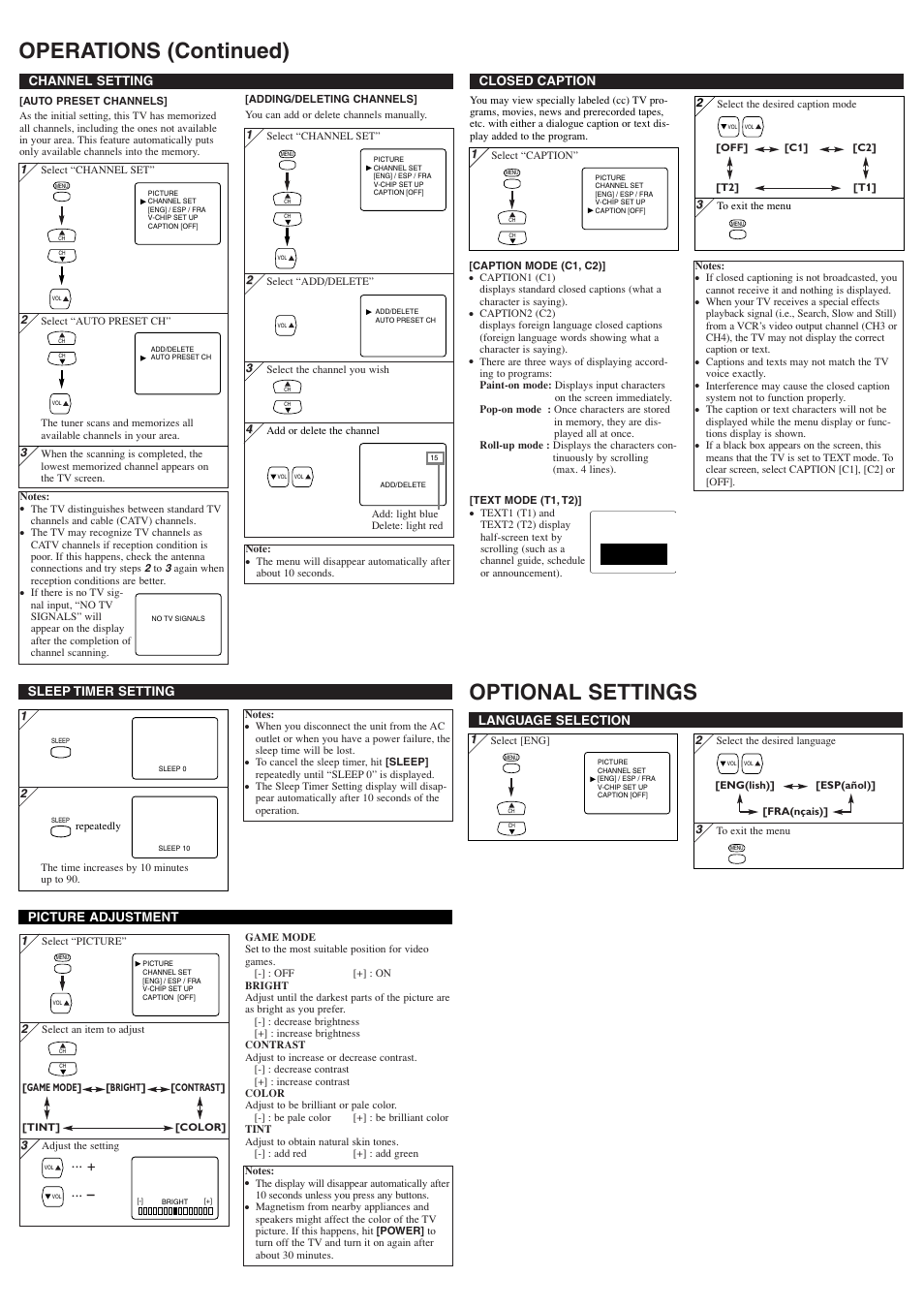 Operations (continued) optional settings | Sylvania 6413TEY User Manual | Page 3 / 8