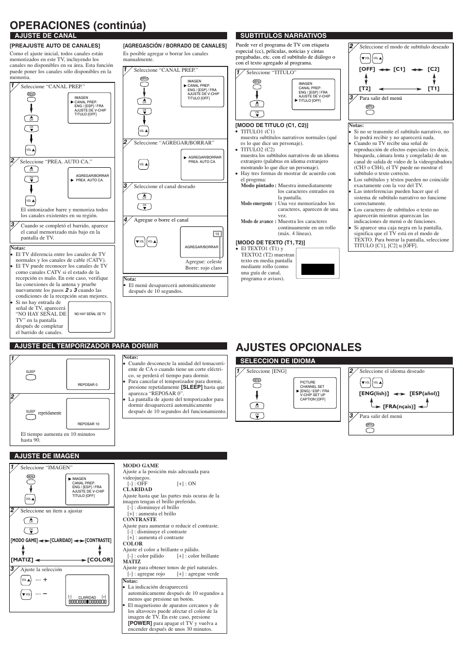 Operaciones (continúa) ajustes opcionales | Sylvania 6413TEY User Manual | Page 7 / 8