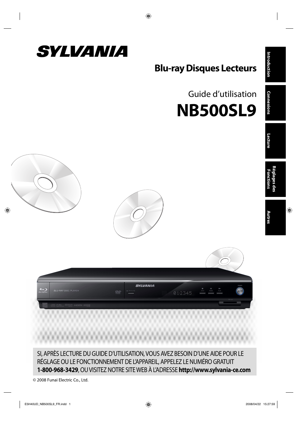 Nb500sl9, Blu-ray disques lecteurs, Guide d’utilisation | Sylvania NB500SL9 User Manual | Page 100 / 148