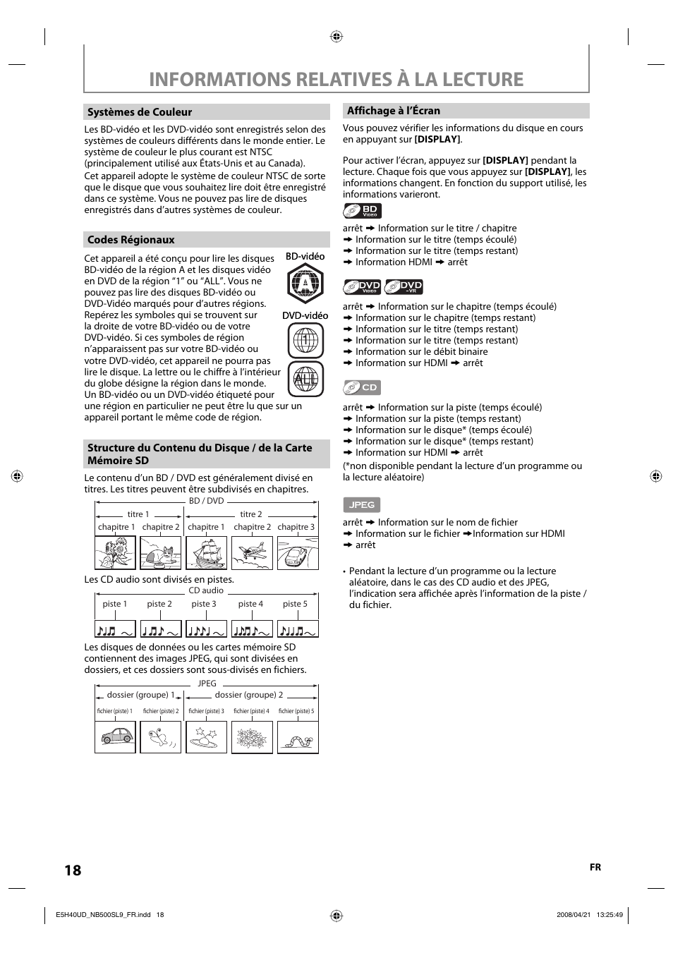 Informations relatives à la lecture | Sylvania NB500SL9 User Manual | Page 118 / 148