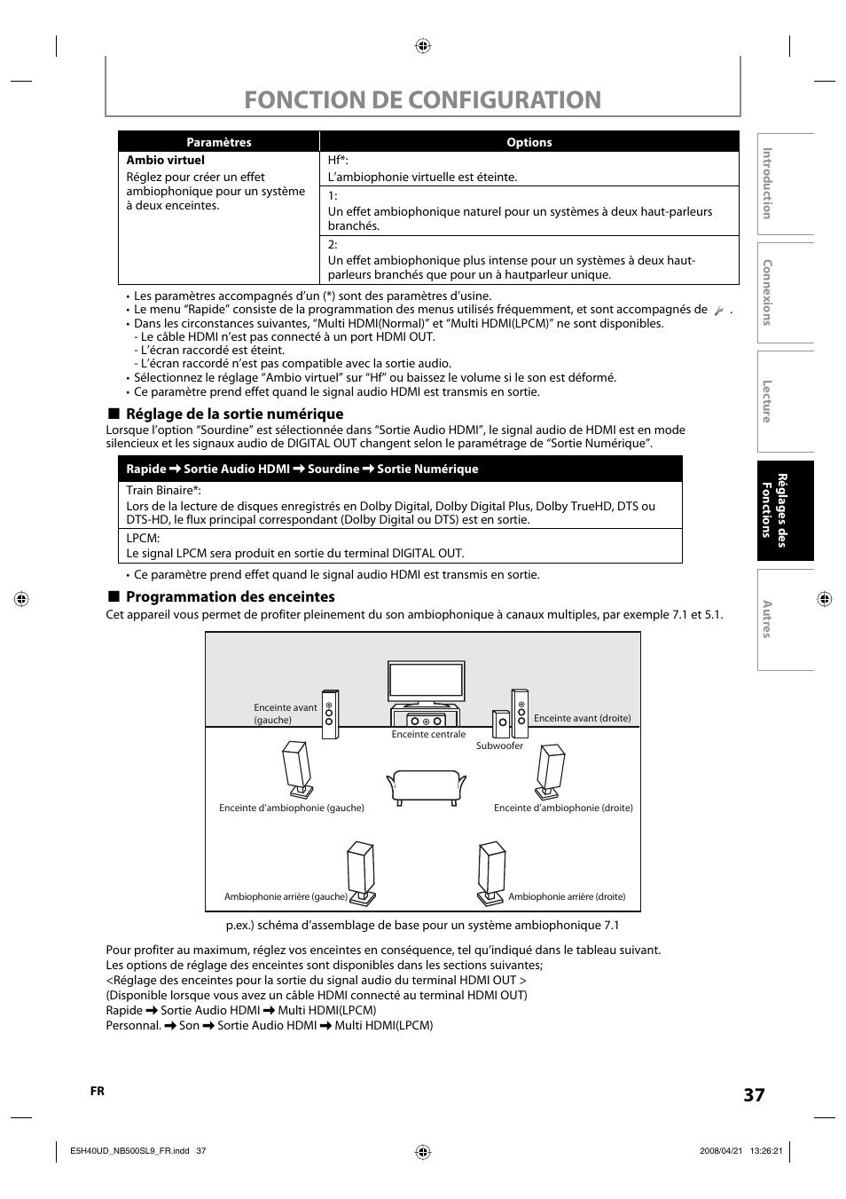 Fonction de configuration | Sylvania NB500SL9 User Manual | Page 137 / 148