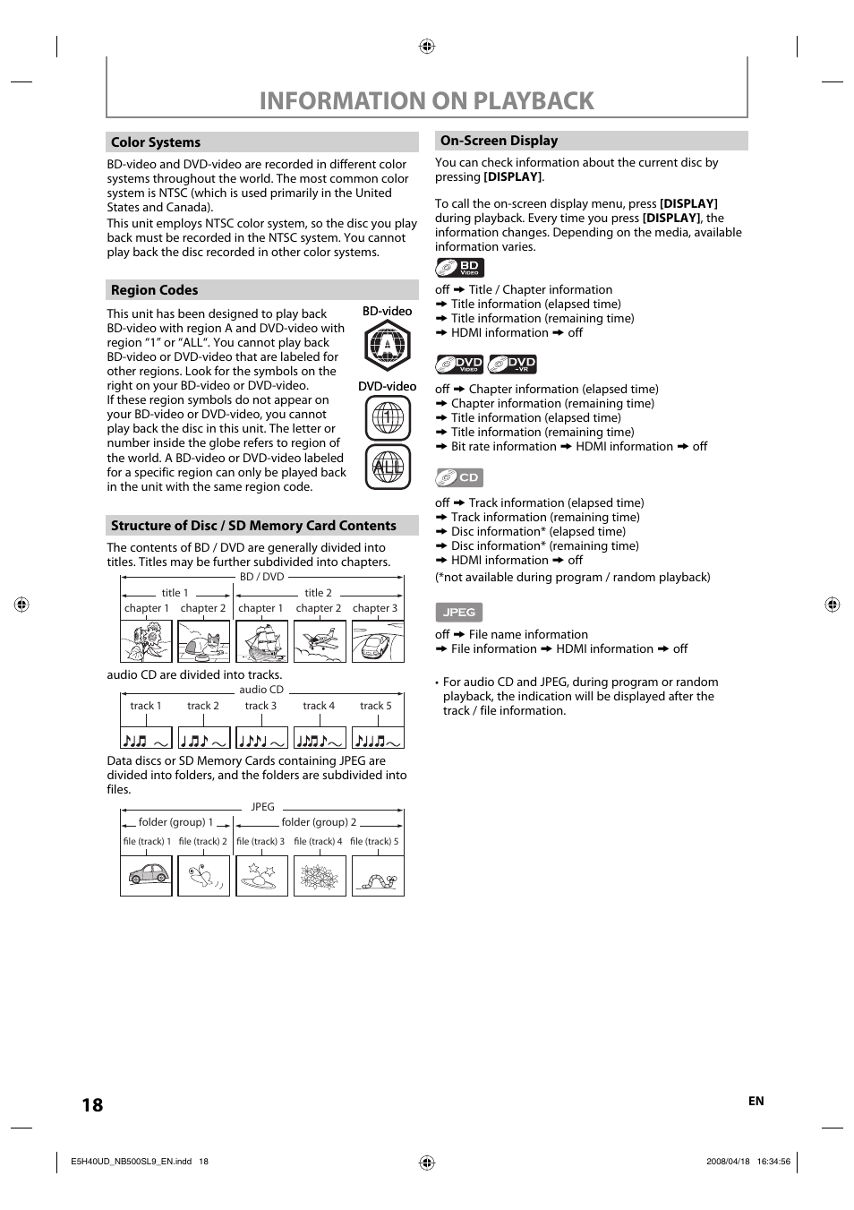 Information on playback | Sylvania NB500SL9 User Manual | Page 20 / 148